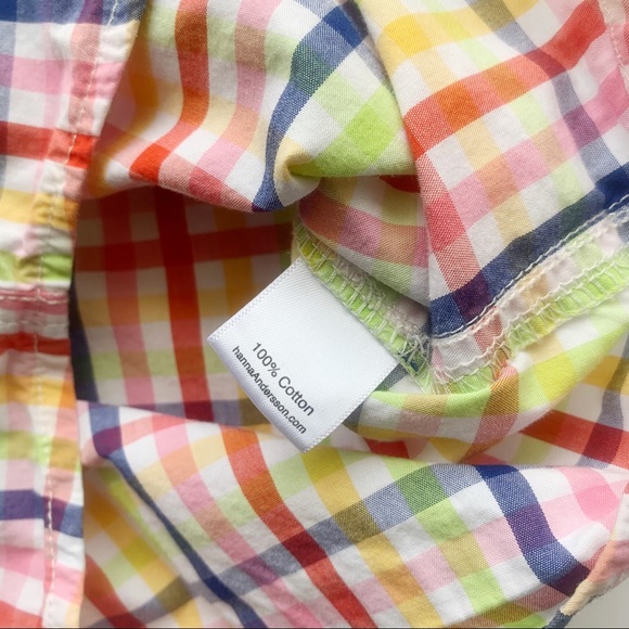 Hanna Andersson Rainbow Plaid Button Down Shirt - Picture 3 of 5